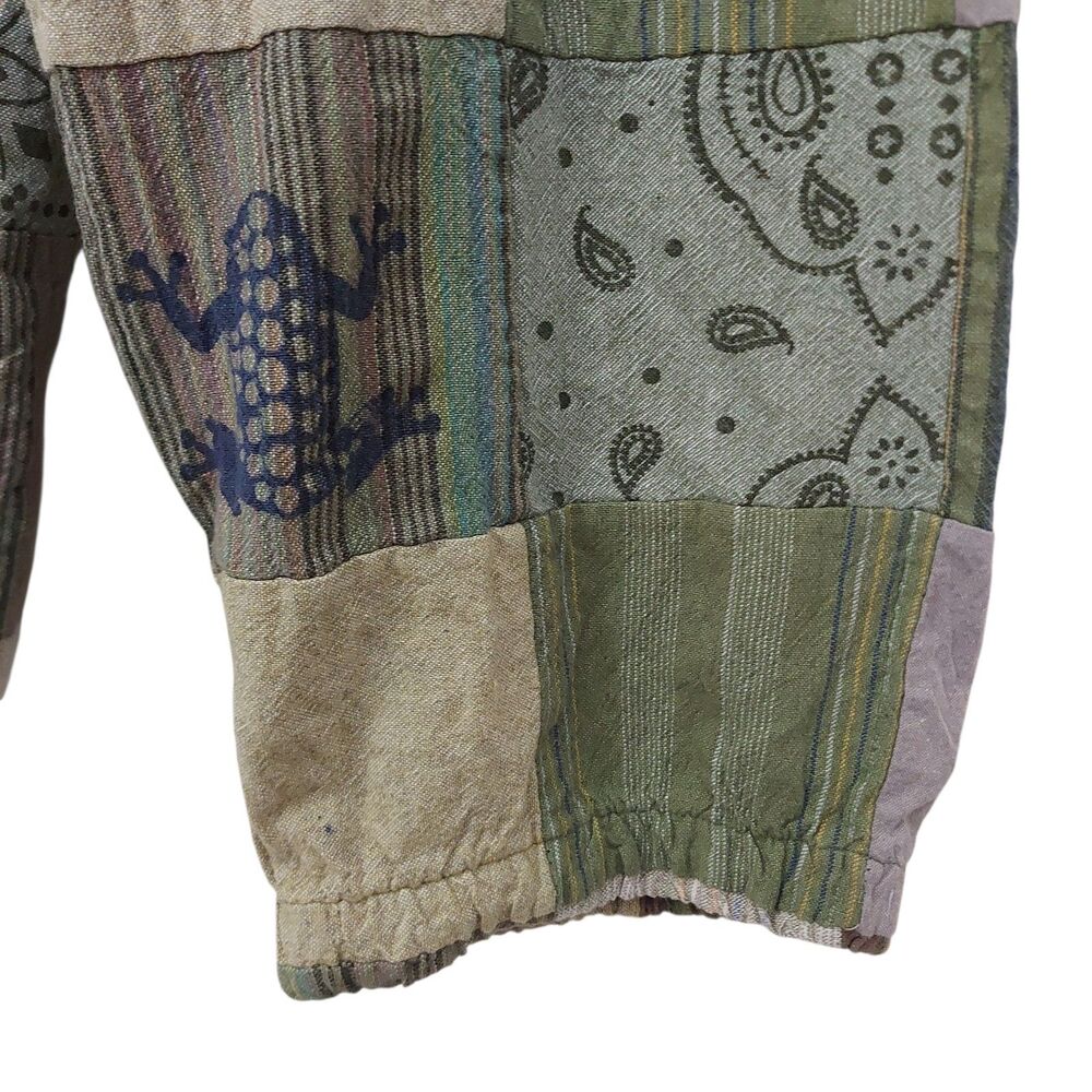 Lakhays Patchwork Hoodie Mens XL Green Mushroom Frog Cotton Festival Hippie Boho - Picture 7 of 11